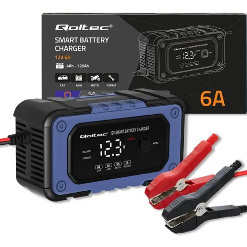 Punjač baterija s funkcijom popravka QOLTEC 52483 (inteligentni mikroprocesorski punjač, 12V, 6A, LED, 4 načina rada)-20