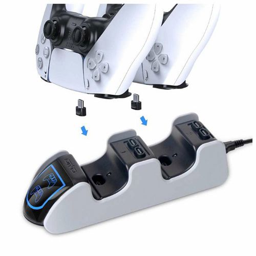 Punjač DOBE IV-P5207, Dual Dock za PS5 Kontrolere, horizontalni bijeli-1