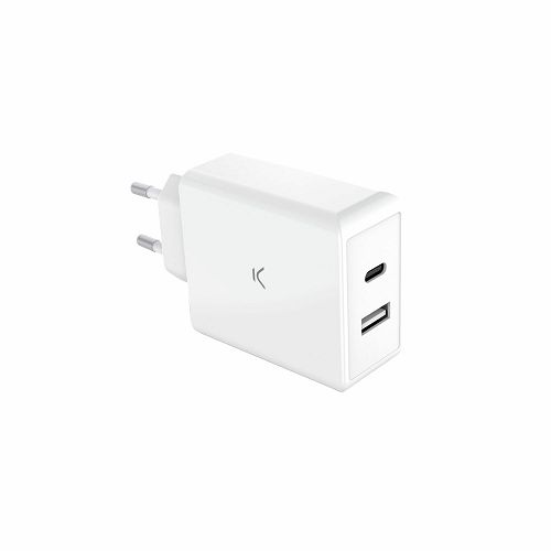Punjač KSIX GaN ultrabrzi, 45W PD, 1xUSB-C + 1xUSB-A bijeli-0