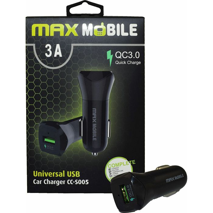 Auto punjač MAXMOBILE DUO CC-S005 Quick Charge 18W, QC 3.0 crni-0