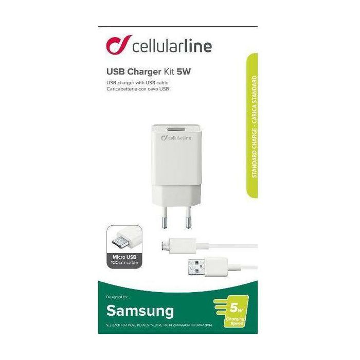 Kućni punjač za mobitel s kablom CELLULARLINE Micro USB 1A/5W-0