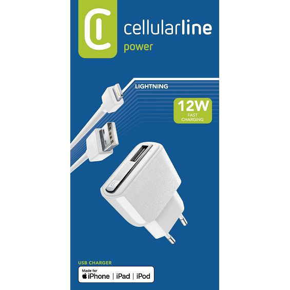 Kućni punjač za mobitel s kablom CELLULARLINE 5V 2A, iPhone lightning bijeli-4