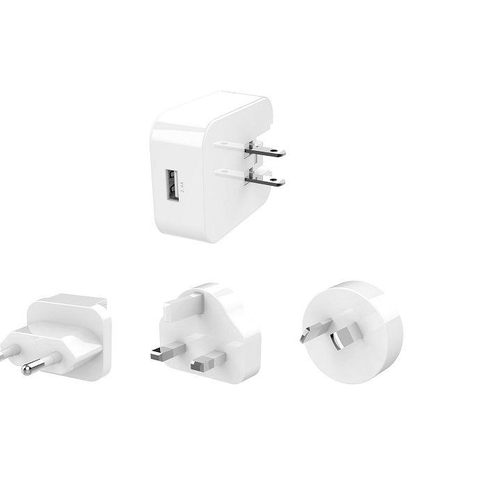 Punjač za mobitel CELLY 4 U 1, 2.4A - UK, USA, EUROPE, AU bijeli-3