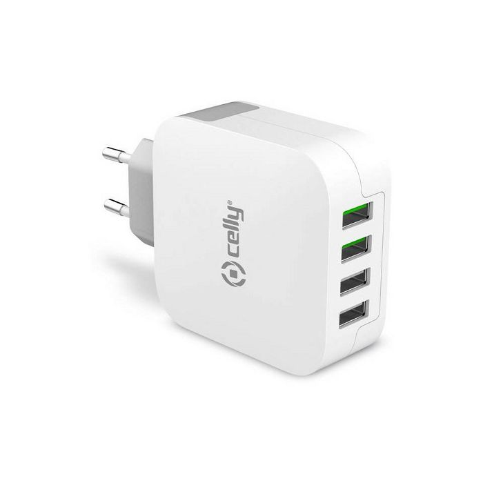 Punjač za mobitel CELLY 4 X USB 4.8A bijeli-0