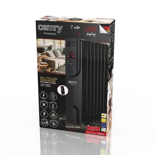 Uljni radijator CAMRY CR 7812 (7 rebara, 1500W) crni-7