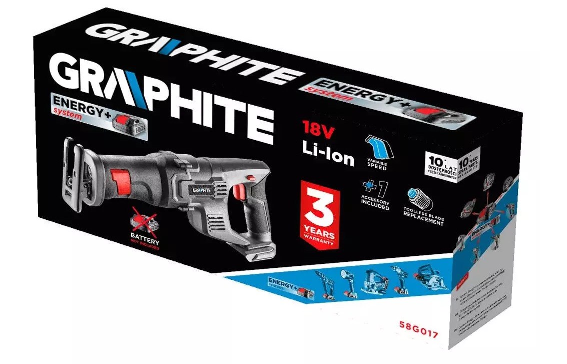 Sabljasta pila GRAPHITE Energy+ (18V, Li-Ion, bežična, bez baterije)-5