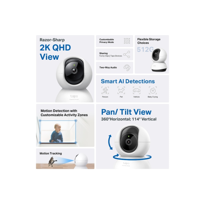 Nadzorna kamera TP-LINK TAPO C220 2K (4MP, PT, IR, AI detekcija, WiFi, unutarnja)-7