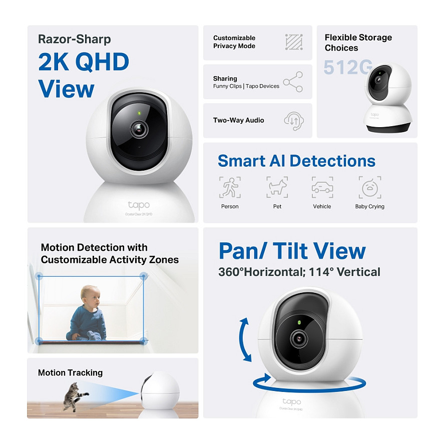Nadzorna kamera TP-LINK TAPO C220 2K (4MP, PT, IR, AI detekcija, WiFi, unutarnja)-13