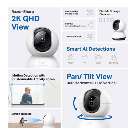 Nadzorna kamera TP-LINK TAPO C220 2K (4MP, PT, IR, AI detekcija, WiFi, unutarnja)-22