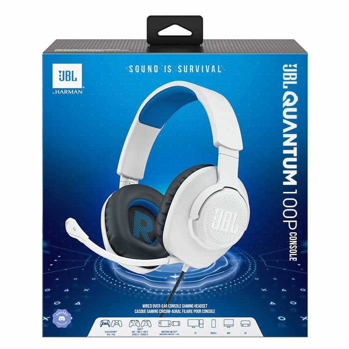 Slušalice JBL Quantum 100P Console, PC/PS4/PS5, 3.5 mm, bijelo/ plave-2