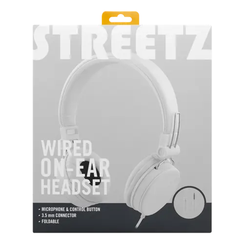 Slušalice naglavne STREETZ HL-W203 bijele (microphone, 1-button, 1,5m)-2