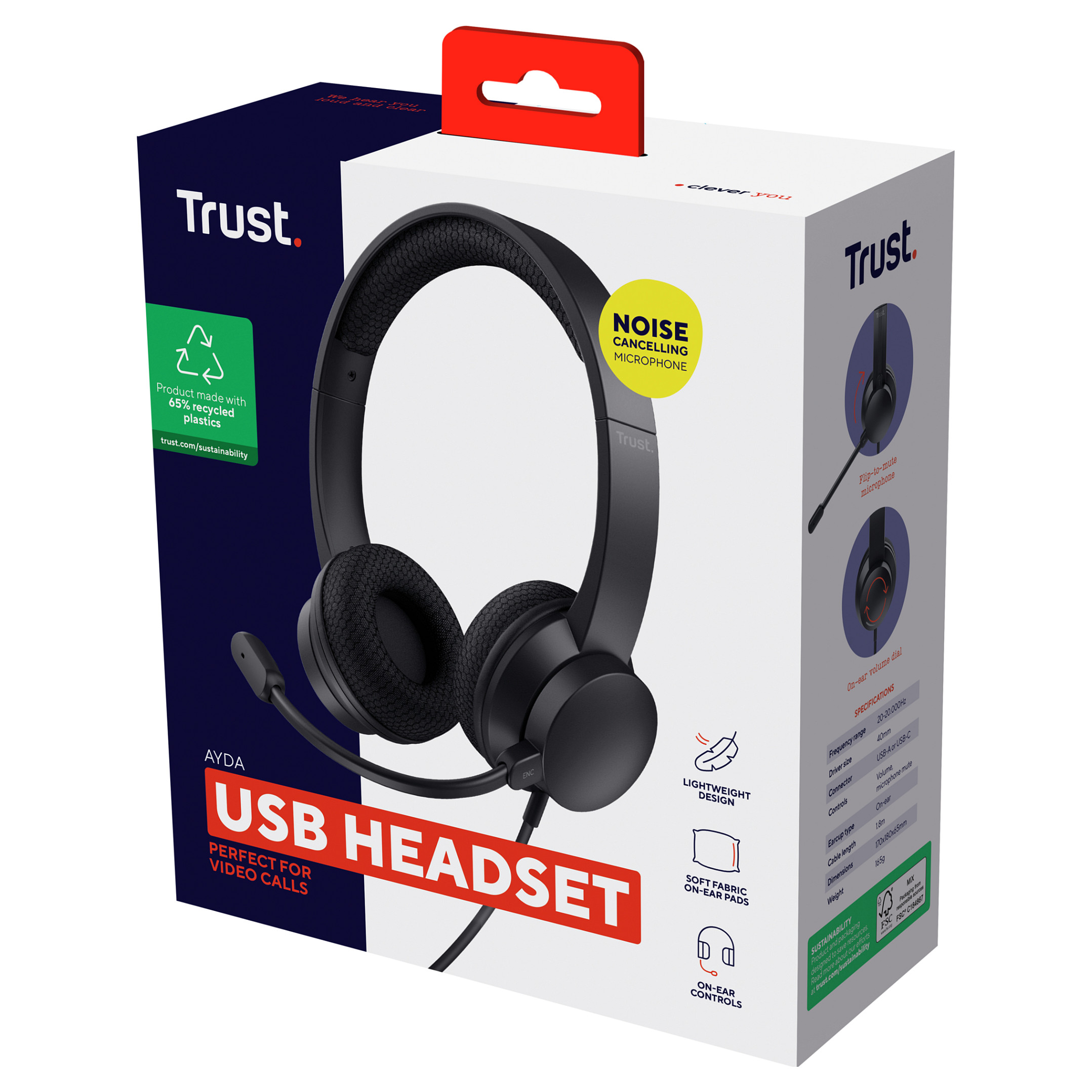 Slušalice TRUST Ayda 25089, Naglavne, USB, ENC, PC, Crne (5 godina jamstva)-8
