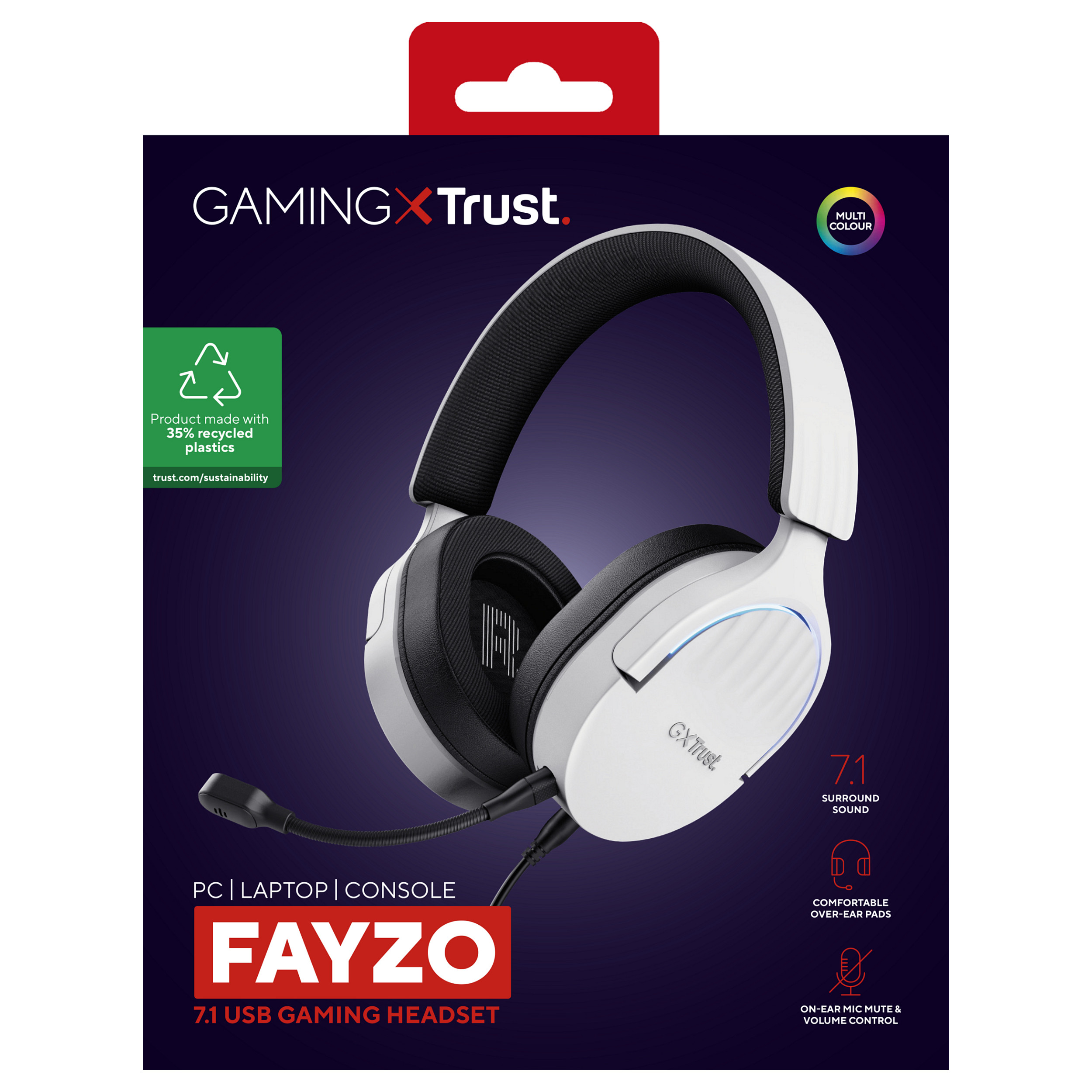 Slušalice TRUST FAYZO, GXT490, RGB, 7.1, bijele-13