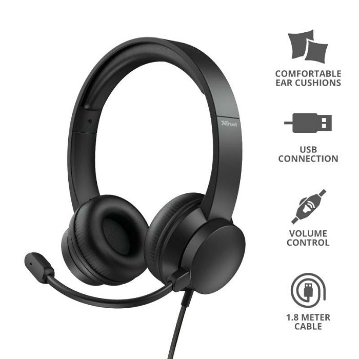Slušalice TRUST RYDO, USB, za PC crne-9