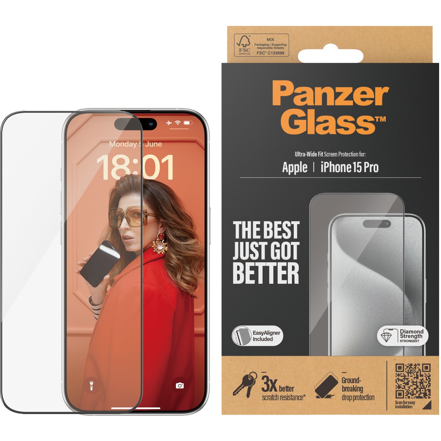 Staklo zaštitno PANZERGLASS za iPHONE 15 Pro, Ultra-Wide Fit-3