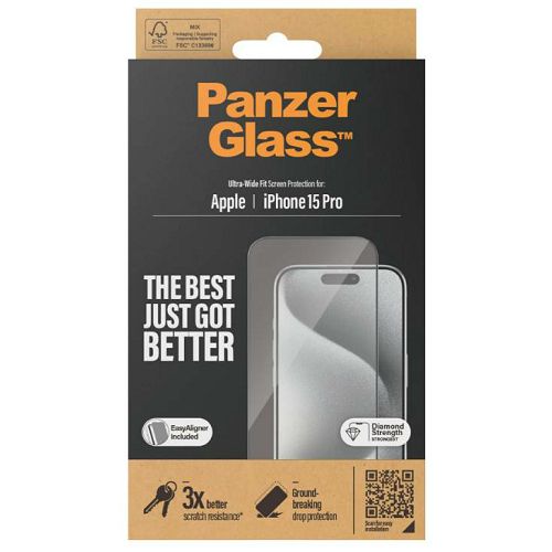 Staklo zaštitno PANZERGLASS za iPHONE 15 Pro, Ultra-Wide Fit-0