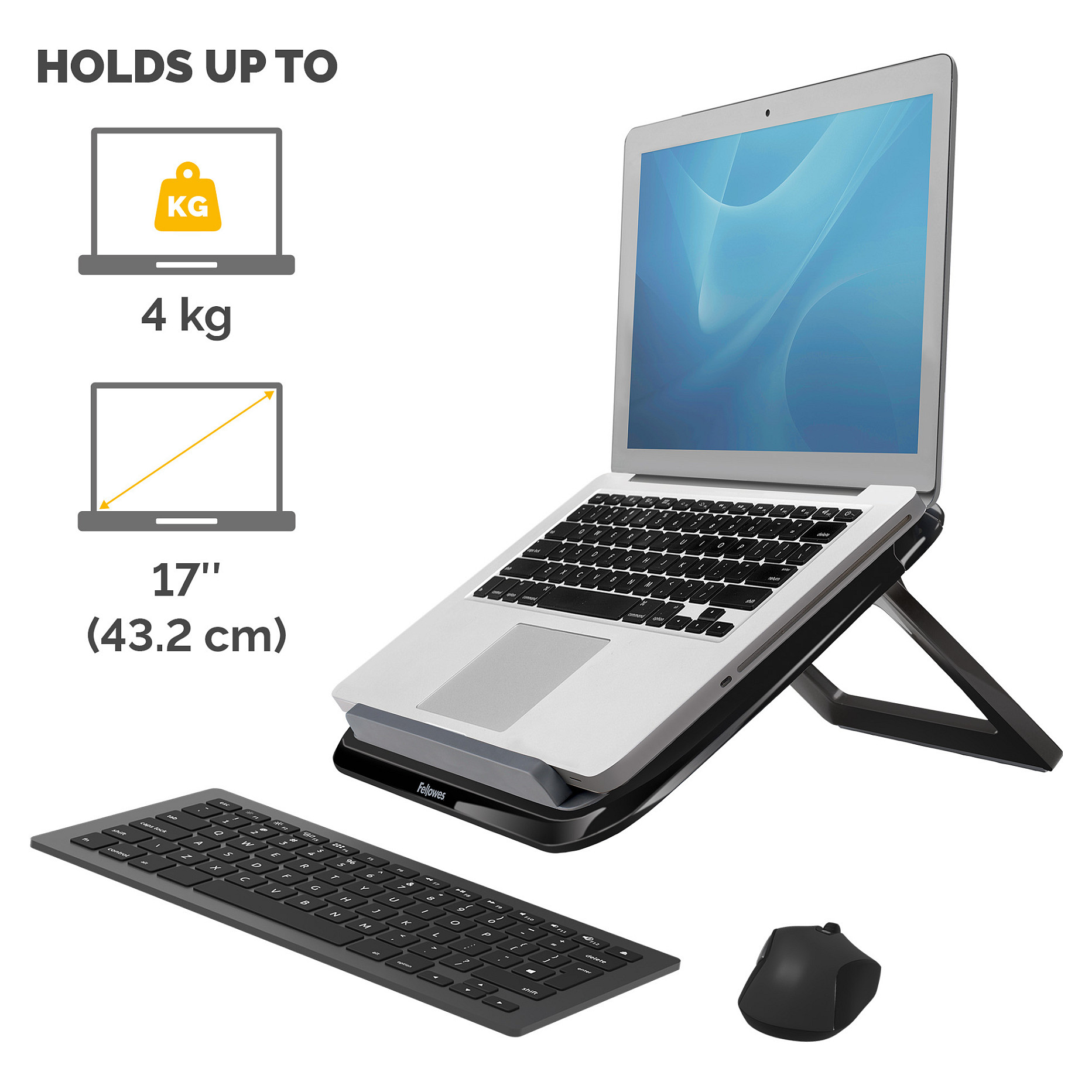 Stalak za Laptop FELLOWES I-Spire Quick Lift (Podesiv na 7 visina, Maksimalna veličina monitora 17", Maksimalna težina 4KG, Crna)-2