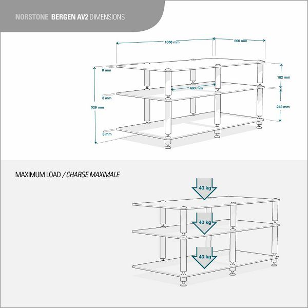 Stalak za Hi-Fi komponente NORSTONE BERGEN AV 2 1058 mm-2