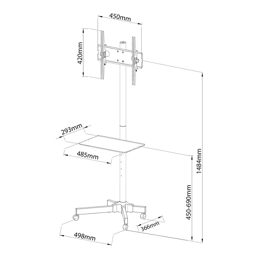 Techly Trolley Floor Stand LCD/LED/Plasma 23"-55"-6