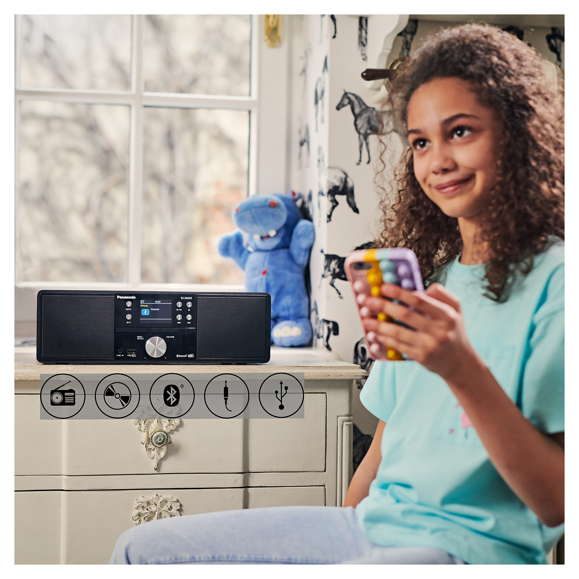 Glazbena mini linija PANASONIC SC-DM202EG-K AiO (Bluetooth, CD/MP3, USB, DAB+, FM, 12Wx2, Black)-9