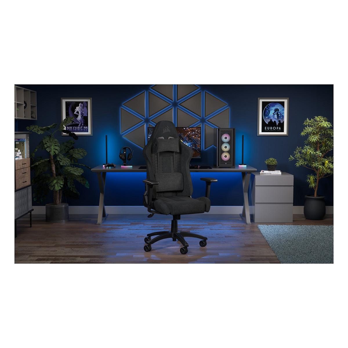 Stolica za igranje CORSAIR TC100 Gepolsterter Sitz Gepols (crna, udobno jastučena sjedala)-7