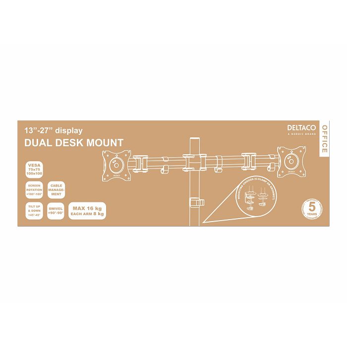 Stolni stalak DELTACO Office ARM-0300 (dva monitora od 13" do 27")-7