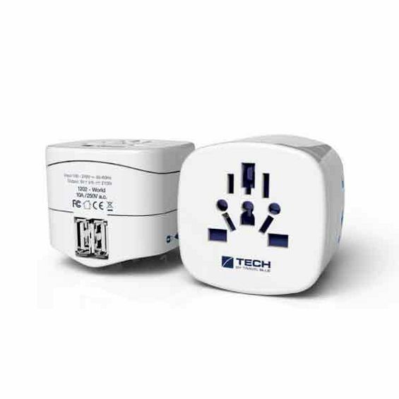 Strujni adapter TRAVEL BLUE, World To EU+USB 956 bijeli-2