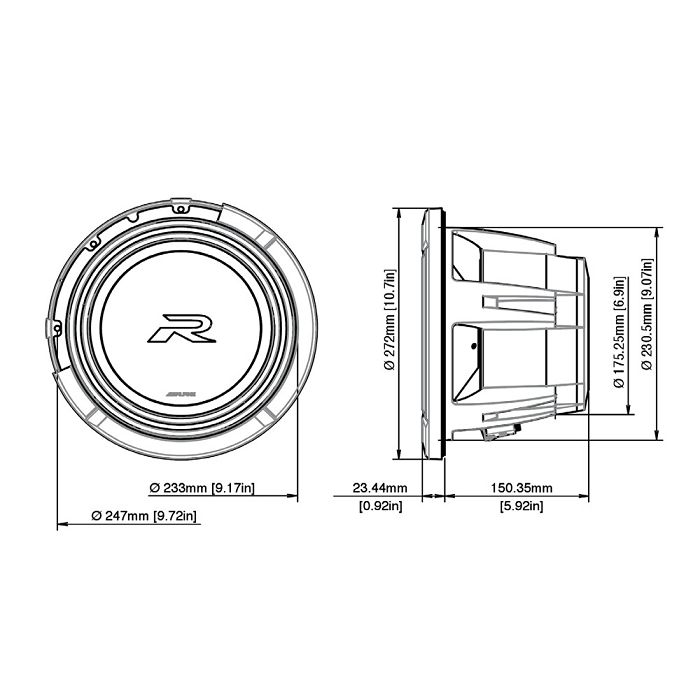 Subwoofer ALPINE R2-W10D4 4 + 4 OHMS-3