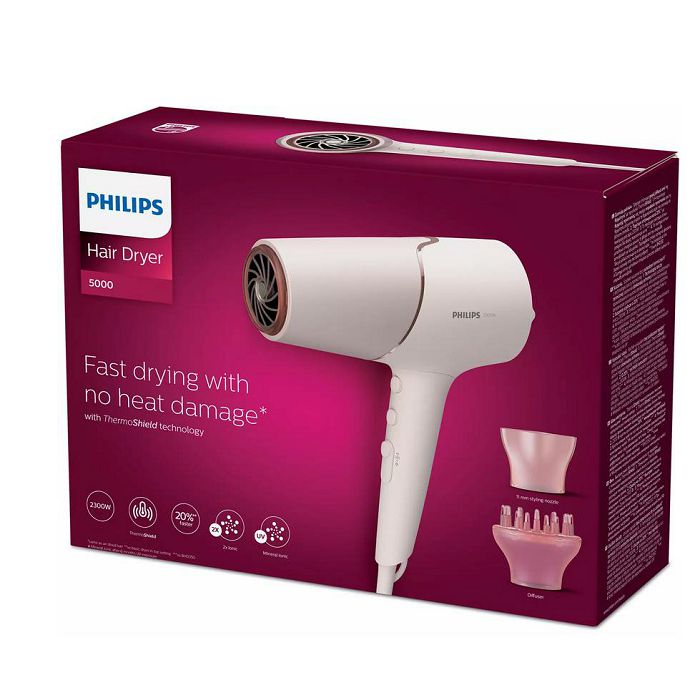 Philips 5000 series BHD530/00 hair dryer 2300 W Pink, White-3