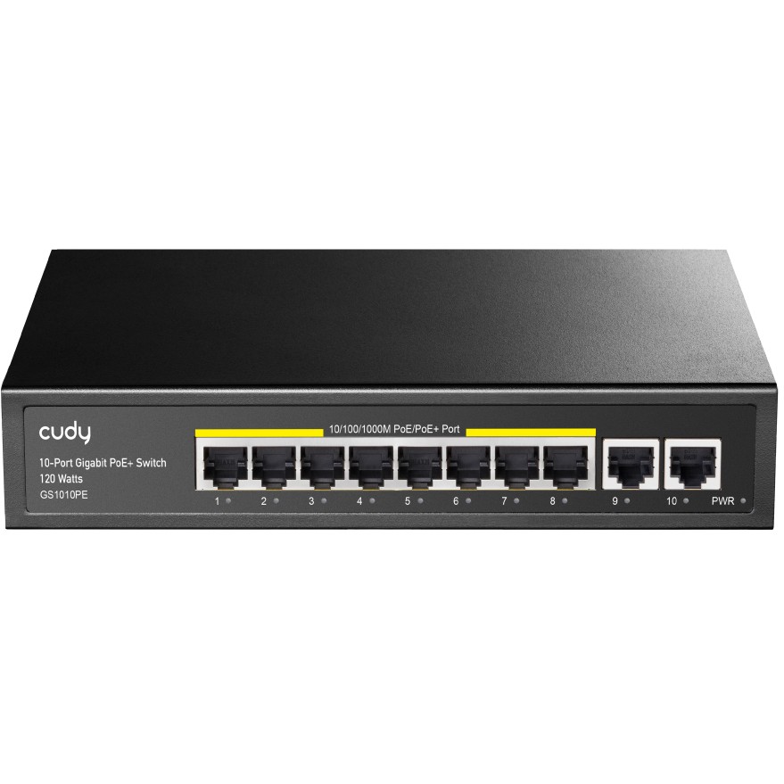 Switch CUDY GS1010PE, 8-Port Gigabit PoE+ Switch with 2 Gigabit Uplink Ports 120W-0