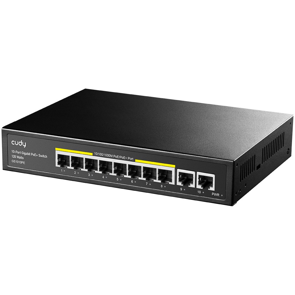 Switch CUDY GS1010PE, 8-Port Gigabit PoE+ Switch with 2 Gigabit Uplink Ports 120W-1