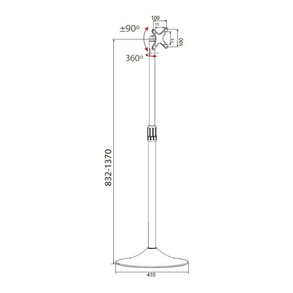 Techly ICA-TR10 signage display mount 68.6 cm (27") Silver-2