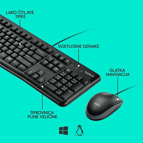 Tipkovnica + miš LOGITECH MK120, žičana, USB crna (920-002549)-5