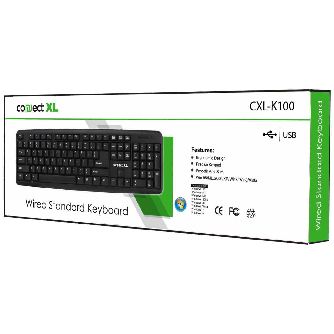 Tipkovnica CONNECT XL CXL-K100 (membranska, crna)-1