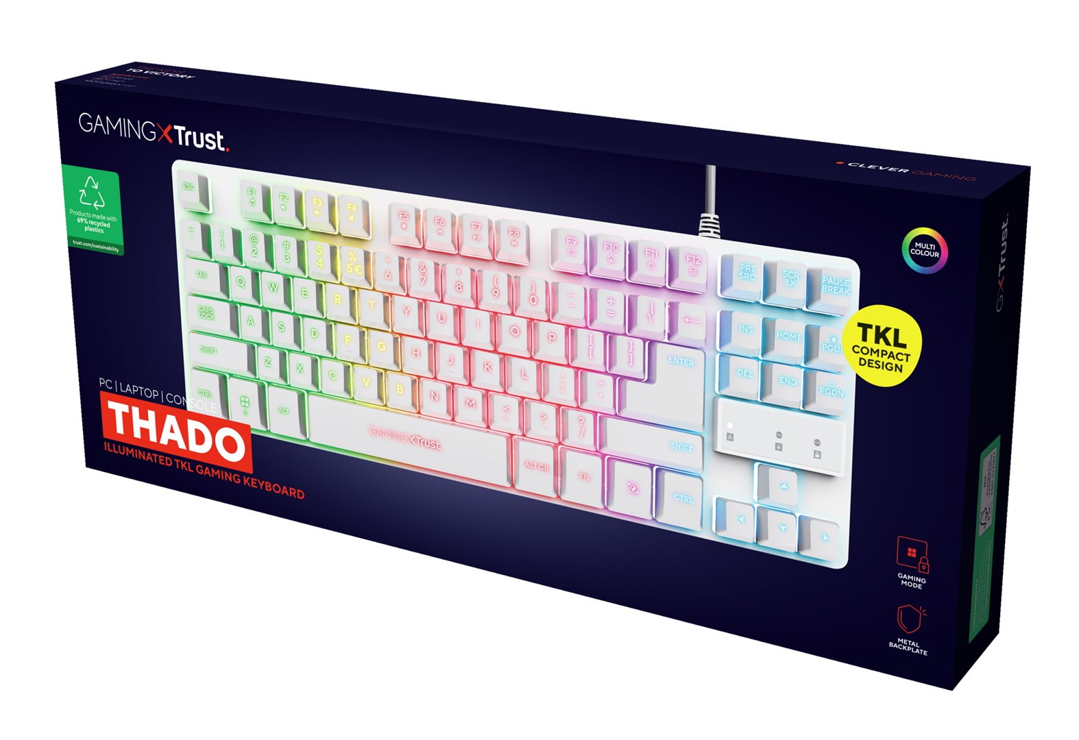 Tipkovnica TRUST THADO, GXT 833W, US, TKL, bijela-5