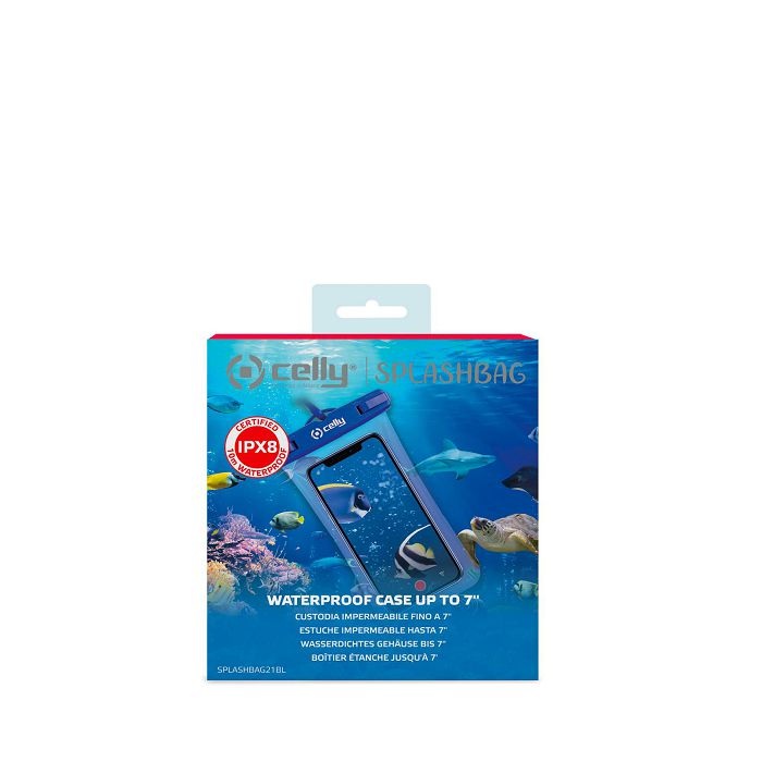 Vodootporna torbica za mobitel CELLY, univerzalna, IPX8, do 7", plava-0