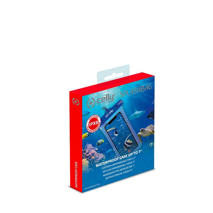 Vodootporna torbica za mobitel CELLY, univerzalna, IPX8, do 7", plava-1