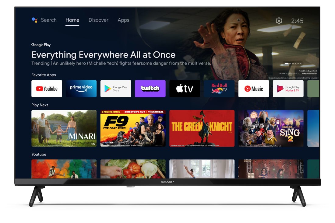 TV SHARP LED 32FH2EA Frameless (81 cm, HD Ready, Smart TV, Android TV, WiFi, DVB-T/T2/C/S/S2)-1