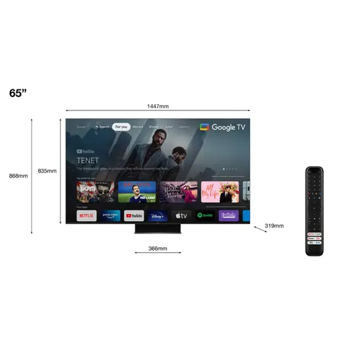 TV TCL QLED Mini LED 65C845 Google TV (165 cm, 4K Ultra HD, PPI 4400, HDR10+, Smart TV, DVB-T2/C/S2)-12