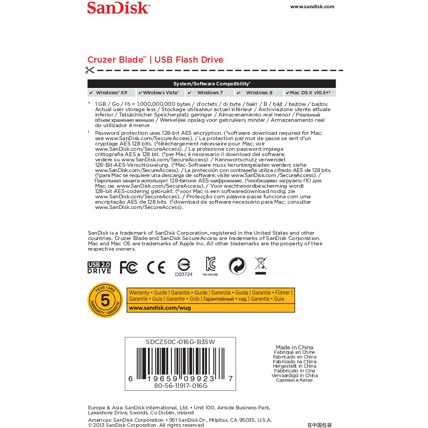 USB memorija SANDISK 16GB CRUZER BLADE USB 2.0 bijeli-5