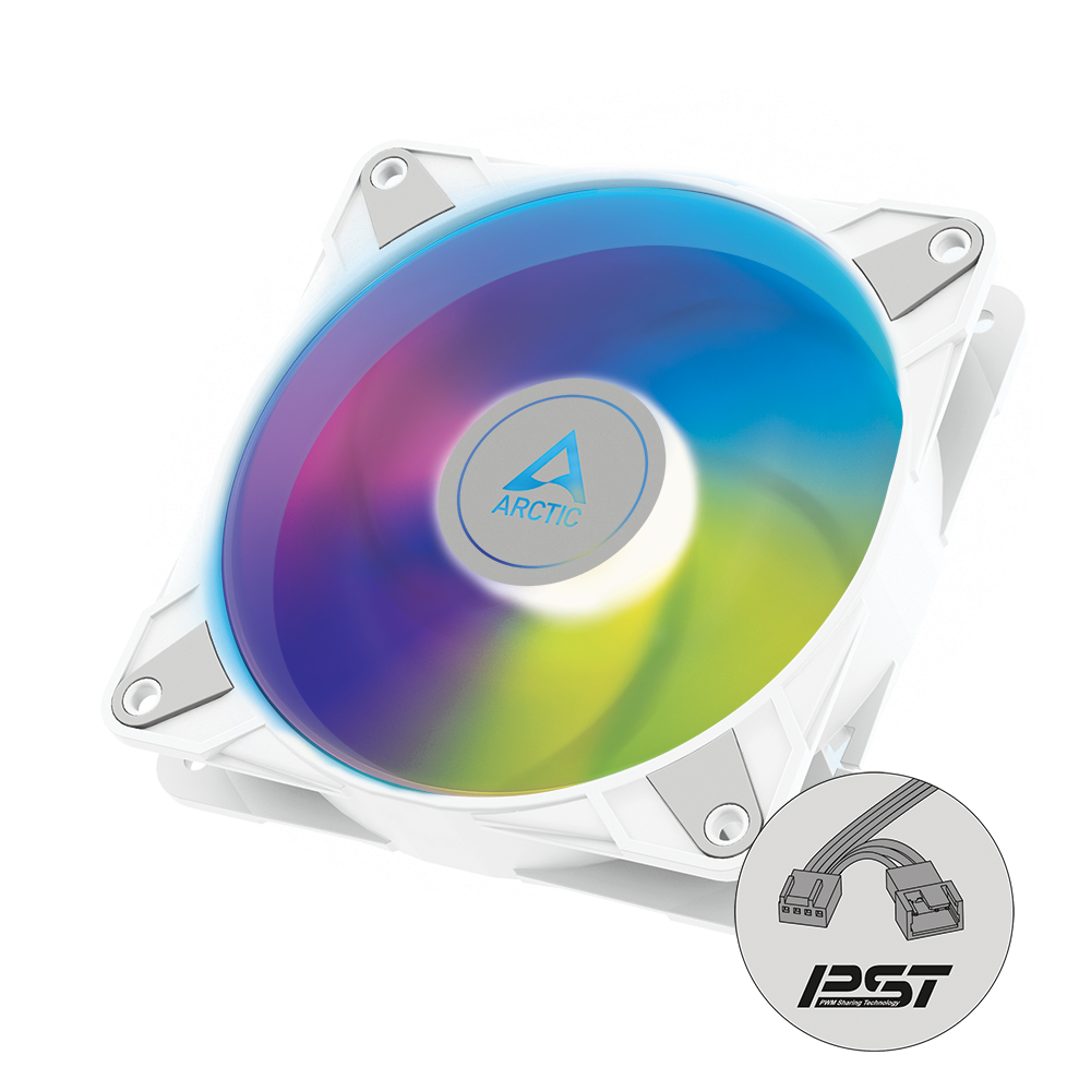 Ventilator ARCTIC P12 PWM PST A-RGB 120mm 4-pin (bijeli, regulacija brzine, sinkronizacija s RGB sustavom)-3
