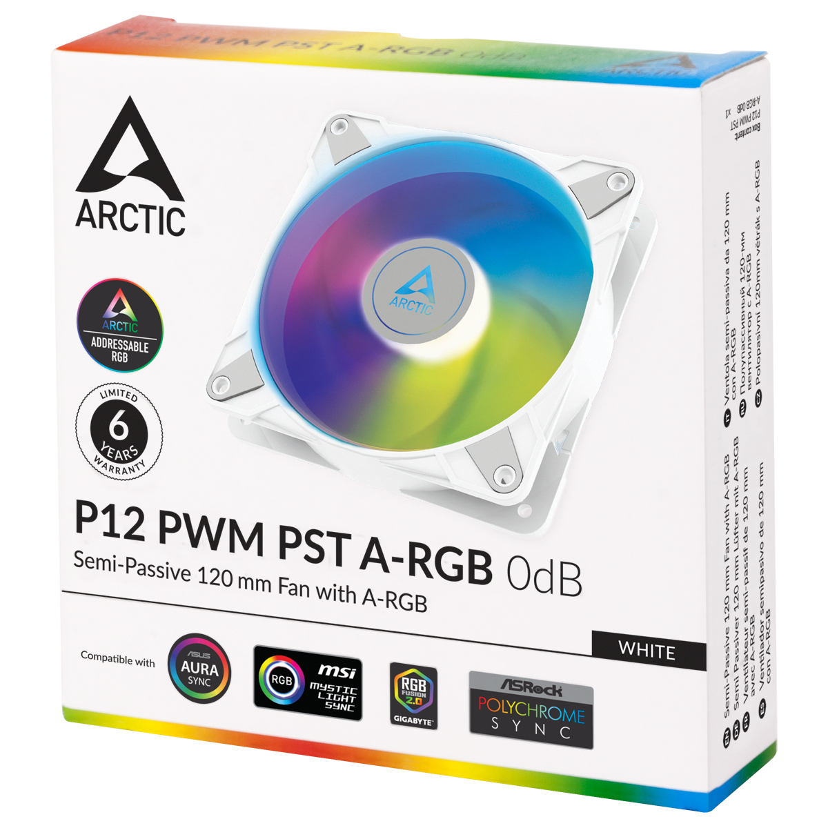 Ventilator ARCTIC P12 PWM PST A-RGB 120mm 4-pin (bijeli, regulacija brzine, sinkronizacija s RGB sustavom)-1