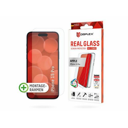 Zaštitno staklo DISPLEX Real Glass 2D + maskica za iPhone 15 Pro