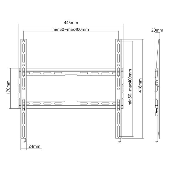 Nosač za TV zidni MANHATTAN 462396 (32"-70", do 45 kg)-4