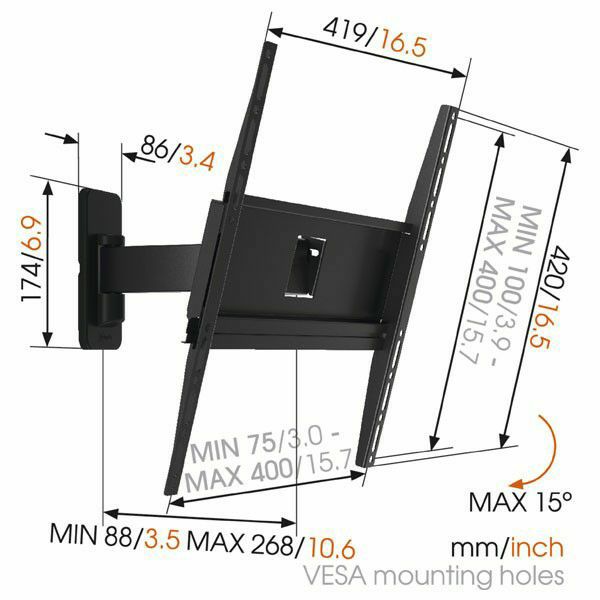 Zidni nosač VOGELS MA3030-A1 (Pun pokret, 32-65", Maksimalna težina 25 kg, Crna)-2