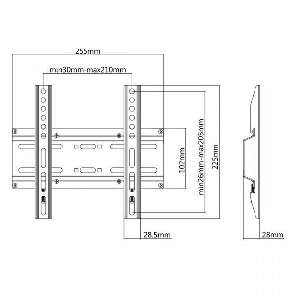 Nosač za TV zidni SBOX PLB-2522F (23"-43", do 35 kg)-1