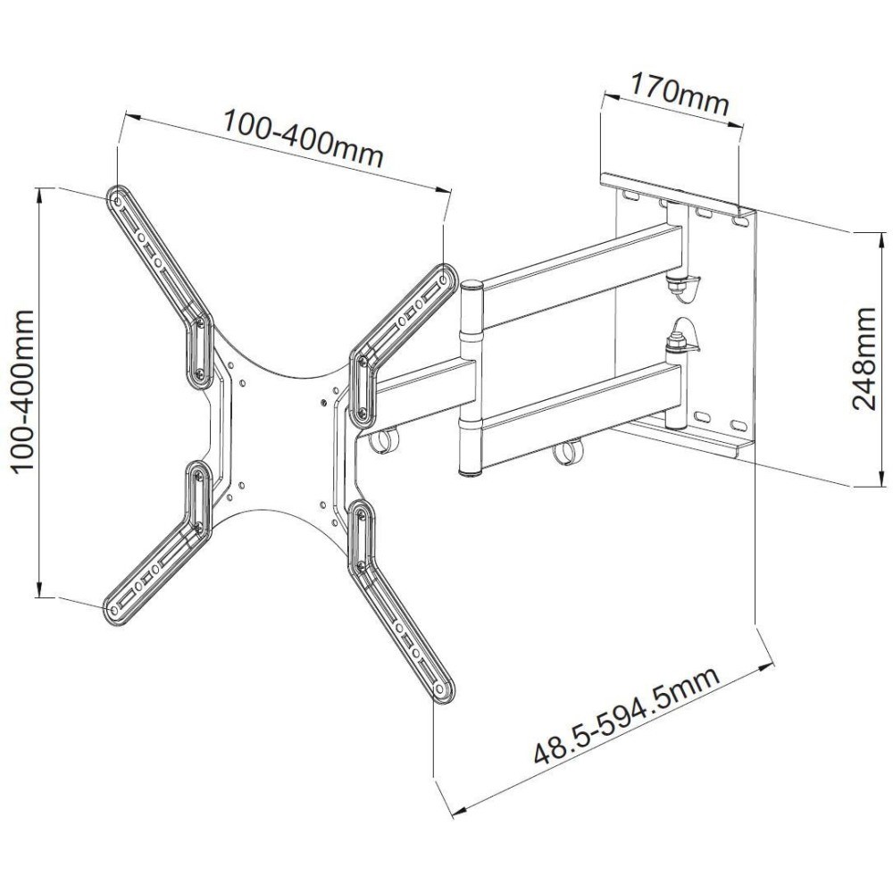 Techly 23-55 Universal LCD TV Wall Mount Bracket Black" ICA-PLB 136M-2