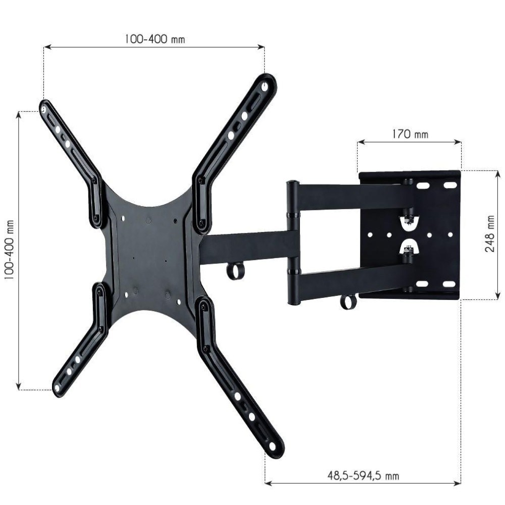 Techly 23-55 Universal LCD TV Wall Mount Bracket Black" ICA-PLB 136M-3