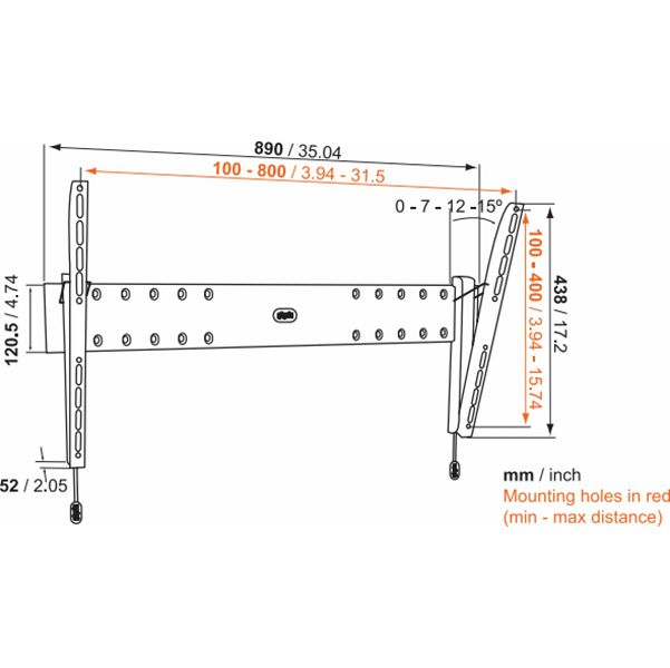 Nosač za TV zidni VOGELS BASE 15 L (40"-65", do 45 kg, nagib 15°)-2
