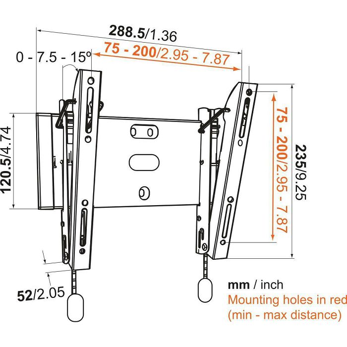 Nosač za TV zidni VOGELS BASE 15 S (19"-43", do 20 kg, nagib 15°)-1